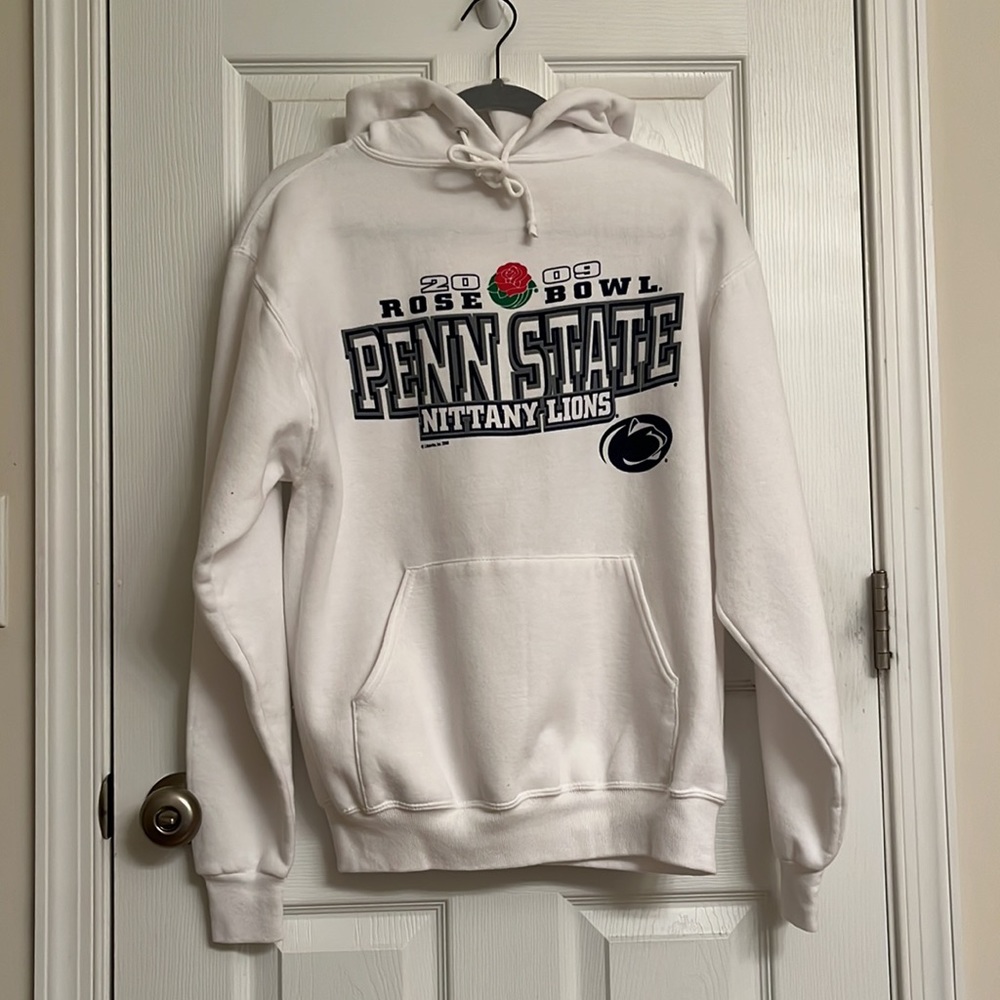 Jerzees 2009 Penn State PSU Rose Bowl White Hoodie Sweatshirt Size Medium